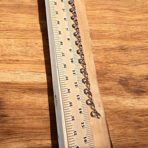 Trifari Necklace Pat Pending Choker Leaf Shaped Clear Rhinestones 14" L SKU 2254 - Picture 6 of 10